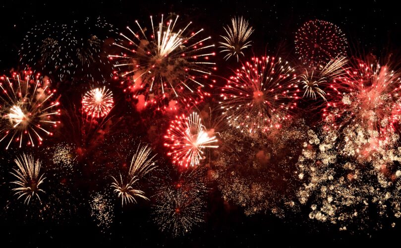 an image of fireworks in a night sky. From Unsplash.com