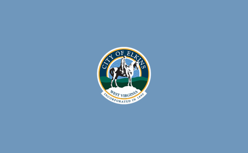 City of Elkins logo with a light blue background.