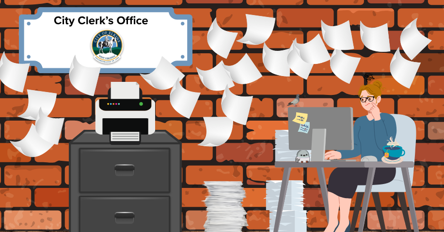 an animated image of the City of Elkins executive secretary, Elkins, WV