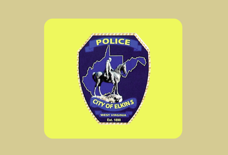 Logo of Elkins Police Department with signature colors in background.
