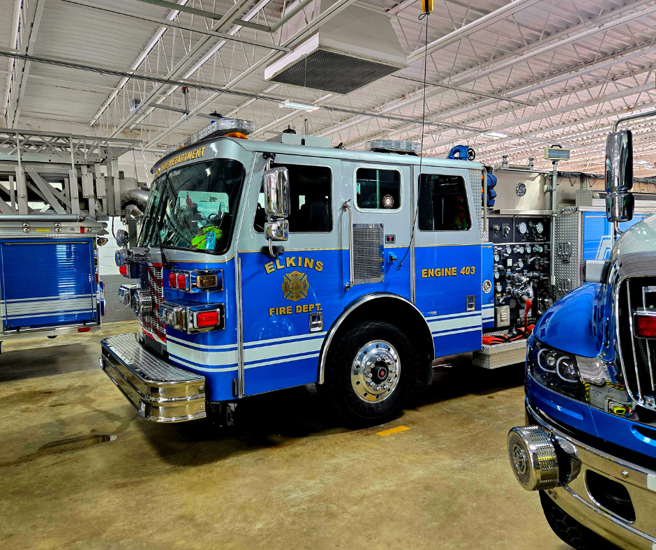 Image of EFD Fire engines in the station garage, Elkins, WV