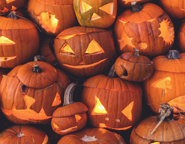 an image of carved pumpkins with the goal to promote Halloween events and official trick-or-treating in Elkins, WV