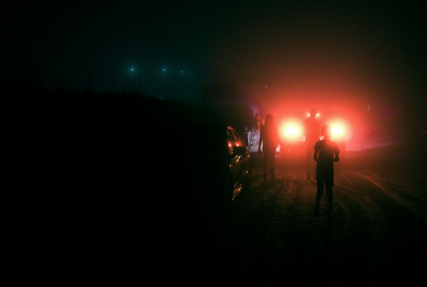 an image of an ambulance at night in bad weather, Elkins, WV