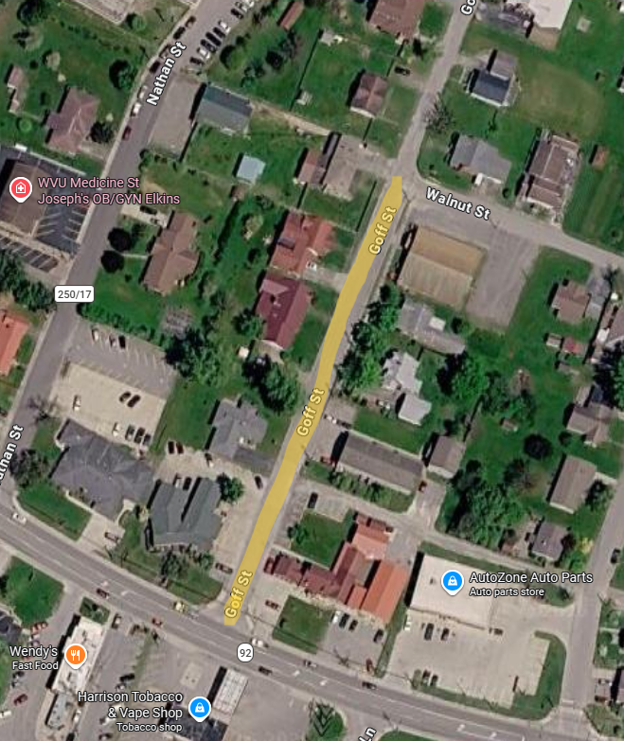 An area closed to traffic because of sewer work, Elkins, WV., August 2026.